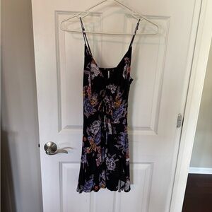 Free People Black and Purple Floral Mini Dress